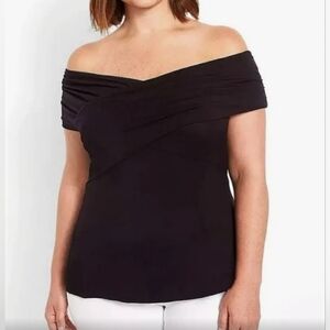 NWOT 26/28W Lane Bryant Faux Wrap Off Shoulder Top